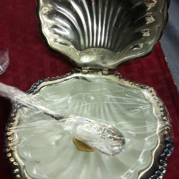 Very Heavy 🌈 Rainbow Silver Plated 🧈 Dish Knife Glass Interior English - Picture 1 of 3